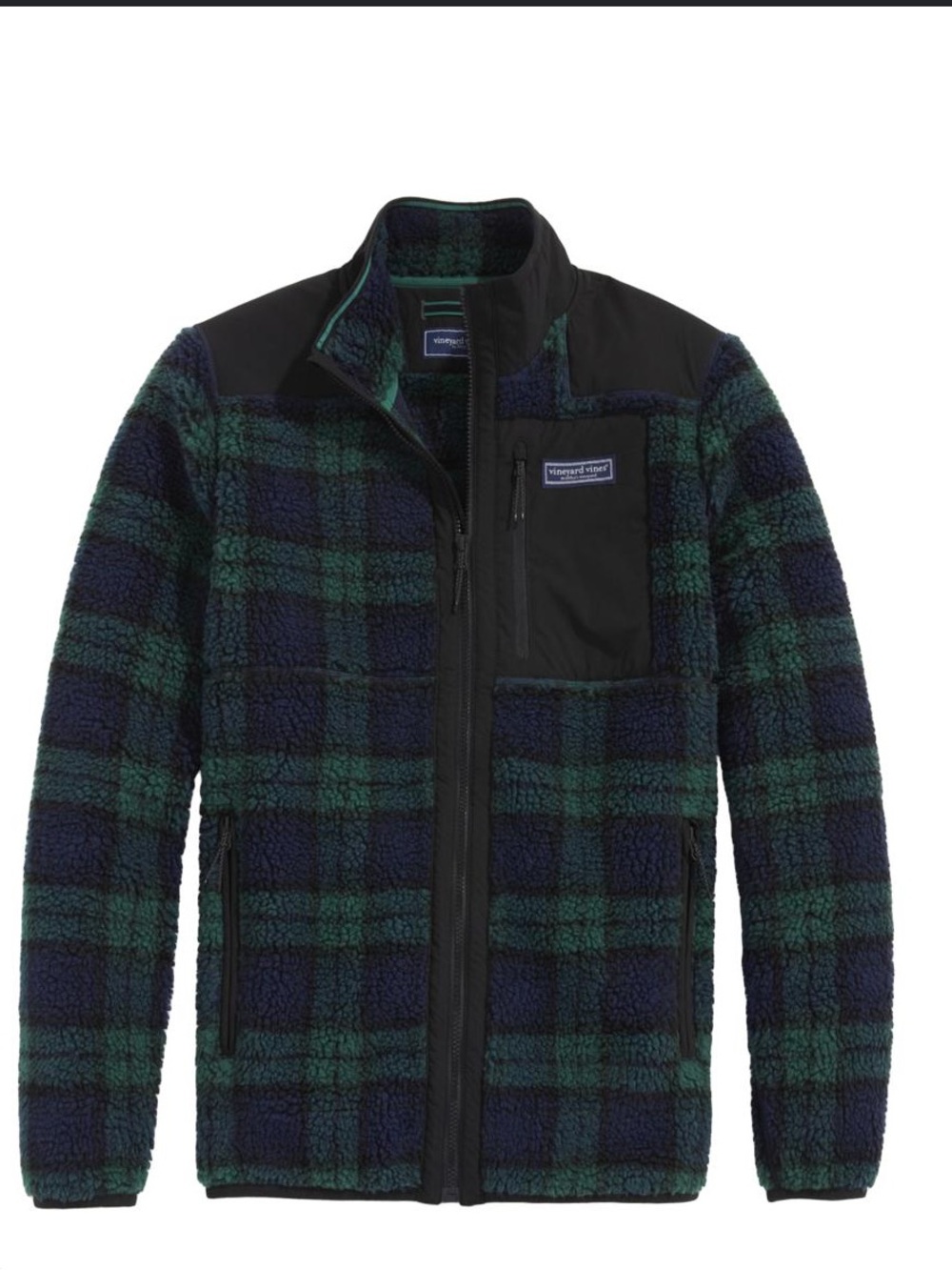 Boys Vineyard Vines Blackwatch high-pile fleece jacket
